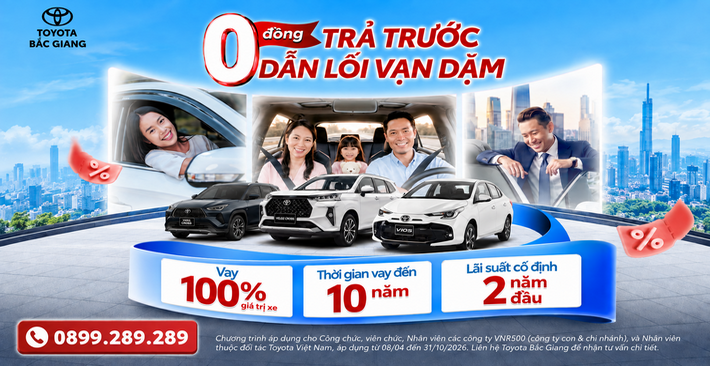 0 ĐỒNG TRẢ TRƯỚC - DẪN LỐI VẠN DẶM CÙNG TOYOTA BẮC GIANG